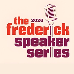 the 2026 frederick speaker series with a microphone