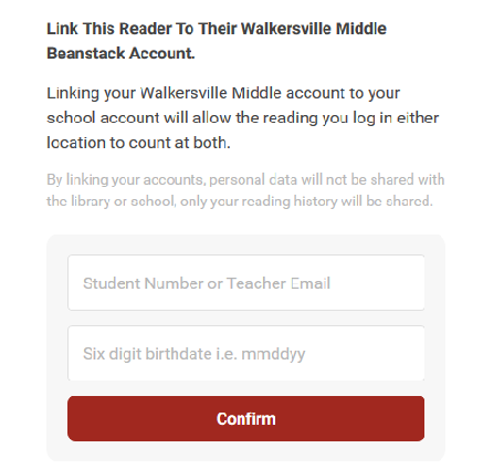 Link this reader to their school beanstack account login